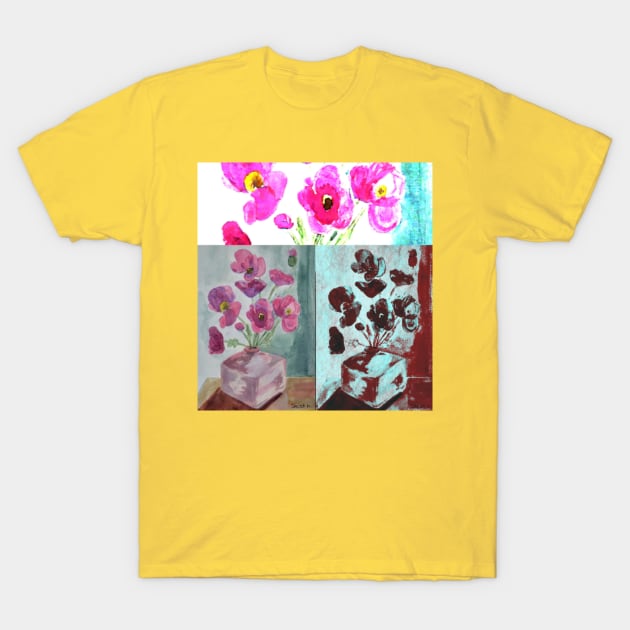 Collage of Poppies T-Shirt by PB and Junk Arts